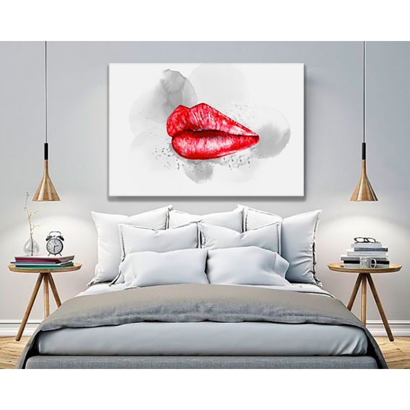 Cuadros Modernos-Lienzo "Rojo minimalista: labios en armonía"